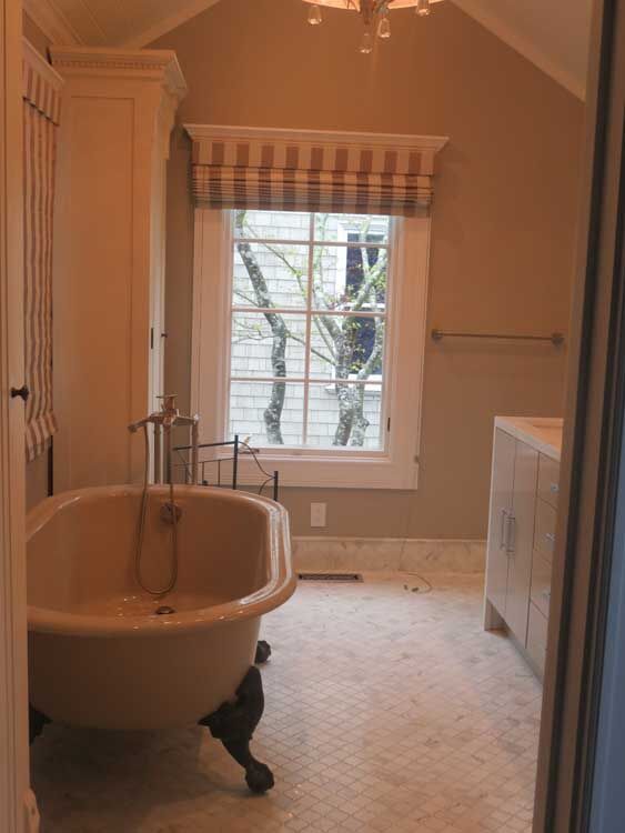 Marin County bathroom by Miconi Marble & Tile — marble shower surround (project 21)